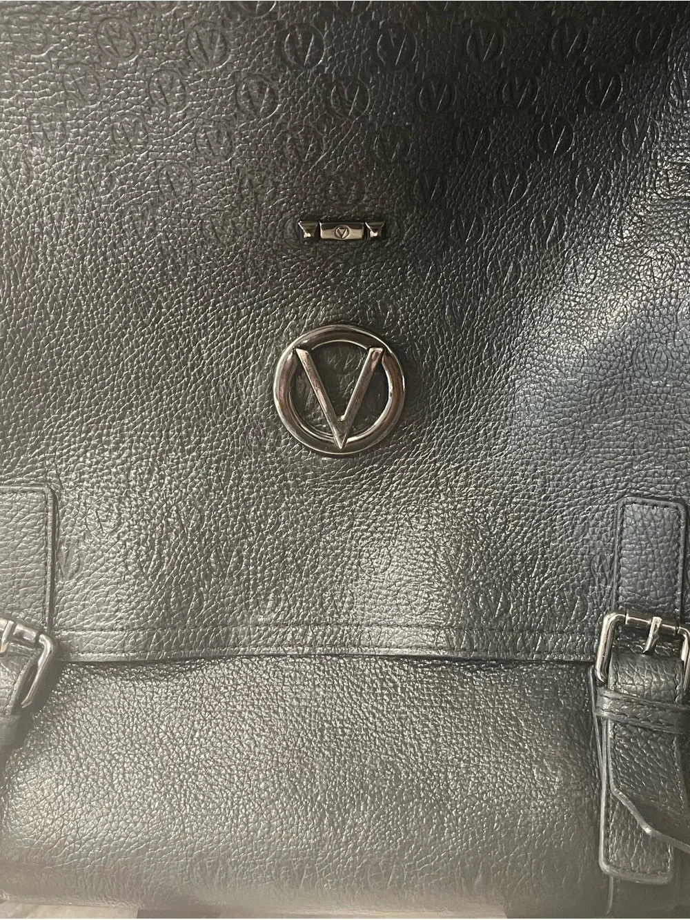 Valentino Black Leather Backpack with V Emblem